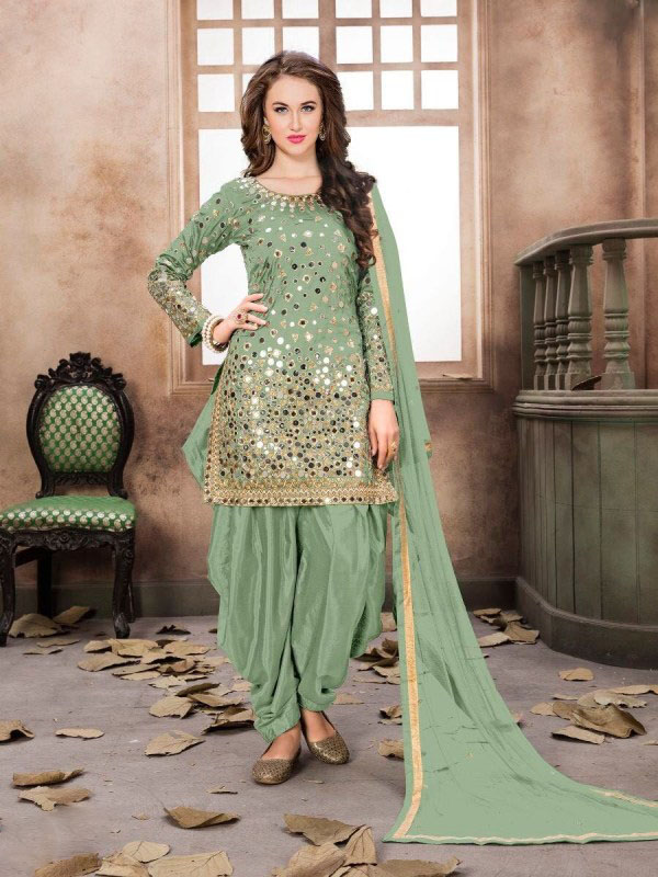 extreme-real-mirror-work-party-wear-olive-green-color-patiyala-suit