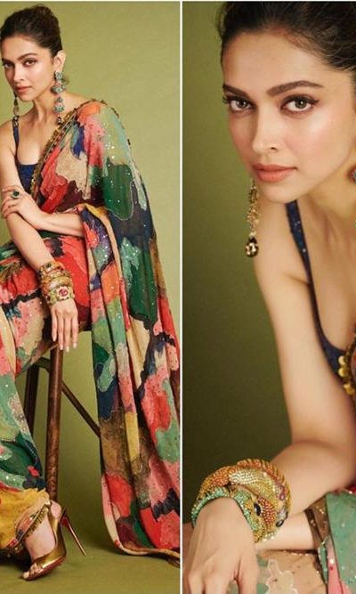 Deepika Padukone Designer Digitel Prinit Stone Work Party Wear Saree (Multi  Colour) | idusem.idu.edu.tr