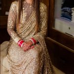 Sabyasachi Gold Color Fancy Thread Sequence Work Party Wear Saree