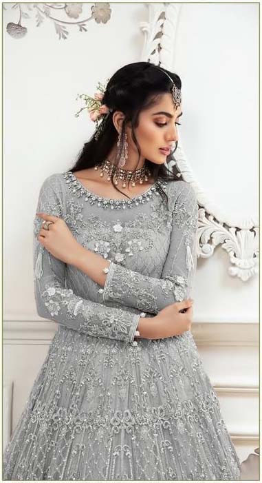 AGF Ramsha R 244 Grey Top :- Heavy Butterfly Net Work :- Embroidery With Multi Work Bottom :- Dull Santoon Wedding, Party, Festive @2249 | Anarkali Suits, Bollywood Anarkali, Creative-Anarkali, Designer Anarkali, Embroidered Anarkali, Party Wear Anarkali