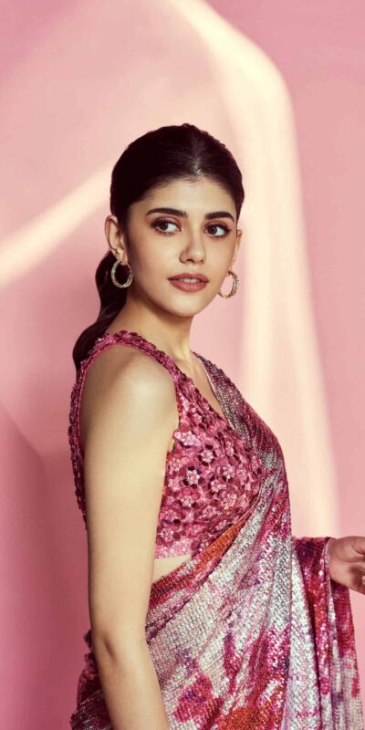 DF3173 Pink Saree : Light Weight Georgette Work : Heavy Digital Print Blouse: Georgette @1499 Sanjana Sanghi Pink Sequence Saree | Bollywood Sarees, Creative Sarees, Designer Sarees, Embroidered Sarees, Party Wear Sarees, Sarees