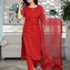 Glorious Red Color Heavy Rayon Sequence Work Designer Salwar Suit