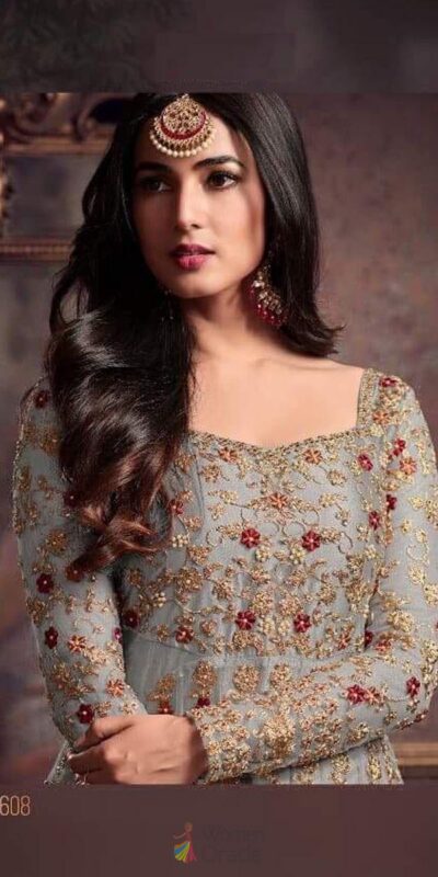 Maisha 5608 Off White Top : Heavy Net Work : Heavy Embroidery Coding With Diamond Work Bottom : Santoon Wedding, Party, Festive @3299/- | Anarkali Suits, Bollywood Anarkali, Creative-Anarkali, Designer Anarkali, Embroidered Anarkali, Party Wear Anarkali