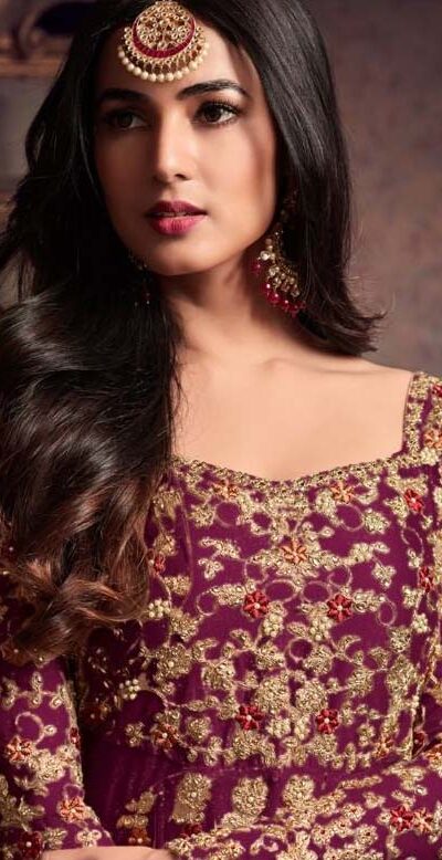 Maisha 5608 Purple Top : Heavy Net Work : Heavy Embroidery Coding With Diamond Work Bottom : Santoon Wedding, Party, Festive @3299/- | Anarkali Suits, Bollywood Anarkali, Creative-Anarkali, Designer Anarkali, Embroidered Anarkali, Party Wear Anarkali