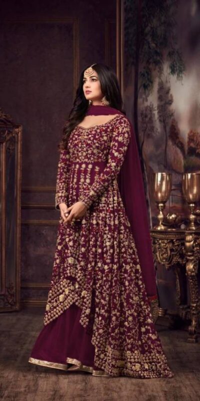 Maisha 5608 Purple Top : Heavy Net Work : Heavy Embroidery Coding With Diamond Work Bottom : Santoon Wedding, Party, Festive @3299/- | Anarkali Suits, Bollywood Anarkali, Creative-Anarkali, Designer Anarkali, Embroidered Anarkali, Party Wear Anarkali