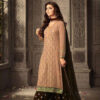 Peach-Brown Faux Georgette Embroidery & Stone Work Sharara Suit