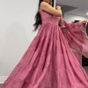 Artful Pink Color Georgette With Heavy Embroidery Sequence Work Party Wear Gown