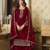 Adorable Maroon Color Georgette Embroidery Sequence Work Sharara Suit