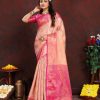 Adorable Pink Color Lichi Silk Gold And Silver Zari Weaving Saree