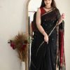 Aesthetically Black Color Soft Lilan Slab Jacquard Work Saree