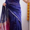 Aesthetically Navy Blue Color Soft Lilan Slab Jacquard Work Saree