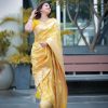 Sneha Beautiful Yellow Color Banarasi Soft Silk Saree   