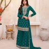 Artful Green Color Heavy Georgette Embroidered Work Sharara Suit