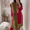 Attractive Rani pink Color Embroidery Sequence Work Salwar Suit