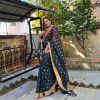 Awesome Black Color Heavy Cotton Zequerd Butti saree