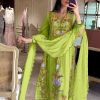 Awesome Green Color Georgette Embroidery Work Salwar Suit