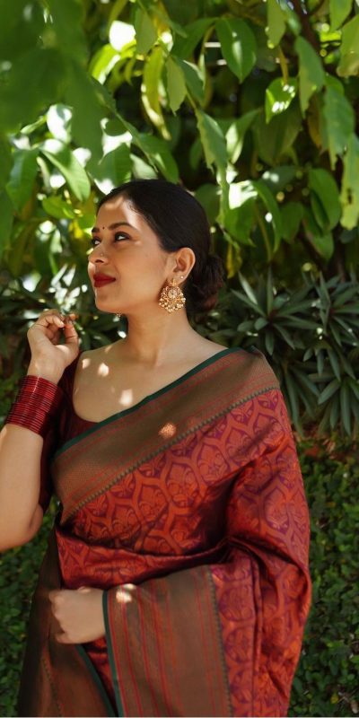 Beautiful Maroon Color Soft Lichi Silk Saree With Ordinary Design Saree