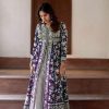 Beautiful Purple Color Cotton Slub Embroidery Work Sharara Suit