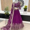 Beautiful Purple Color Faux Georgette With Embroidery Sequence Work Lehenga Choli