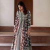Beautiful Red Color Cotton Slub Embroidery Work Sharara Suit