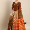 Brilliant Brown Color Narayan Pet Zari Weaving Work Saree