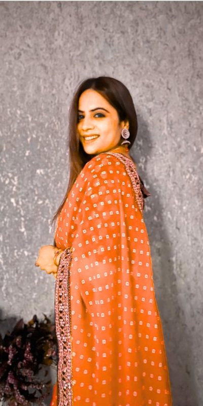 Brilliant Orange Color Printed Georgette With Sequence Embroidery Lace Saree