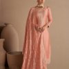 Charming Orange Color Sequence Embroidery Stone Work Straight Salwar Suit