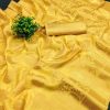 Classic Yellow Color Pure Organza Gold Zari Weaving Silk Saree