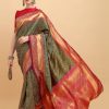 Cute Green Color Soft Lichi Silk Jacquard Work Saree
