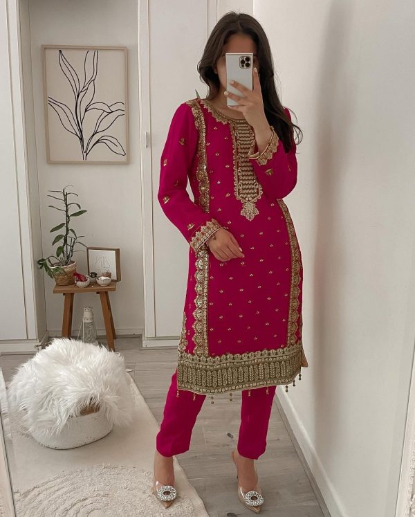 Dreamy Red Color Georgette With Heavy Embroidery Sequence Work Party Wear Top