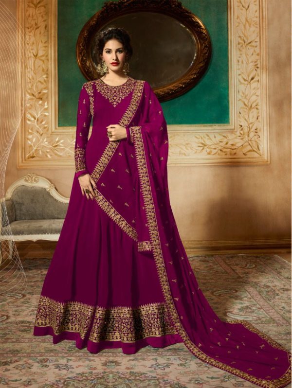 Marvelous Pink Georgette Designer Embroidered Anarkali Suit