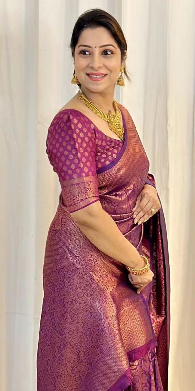 Glamorous Wine Color Rich Pallu & Jacquard Work Kubera pattu saree