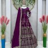 Glorious Wine Color Heavy Georgette Embroidery With Sequence Work Lehenga