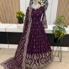 Graceful Voilet Color Georgette Embroidery Sequence Work Gown