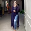 Grand Violet Color Georgette Sequins Embroidery work Kurti