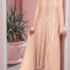 Latest Cream Color Georgette Embroidered Sequence Work Straight Salwar Suit