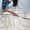Lovely White Color Gadhawal Chex Arca Work Partywear Designer Style Saree