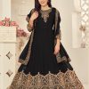 Marvelous Black Color Georgette Cording Stone Work Anarkali Suit