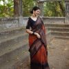 Mesmerizing Orange Color Soft Lilan Slab Weaving Work Saree