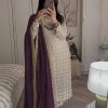 Pretty White Color Sequence Work Salwar Suit With Wine Dupatta