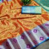 Superb Orange Color Soft & Pure Organic Silk Gold Zari Saree