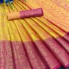 Traditional Yellow Color Soft Kanjivaram Jacquard Weaving Saree