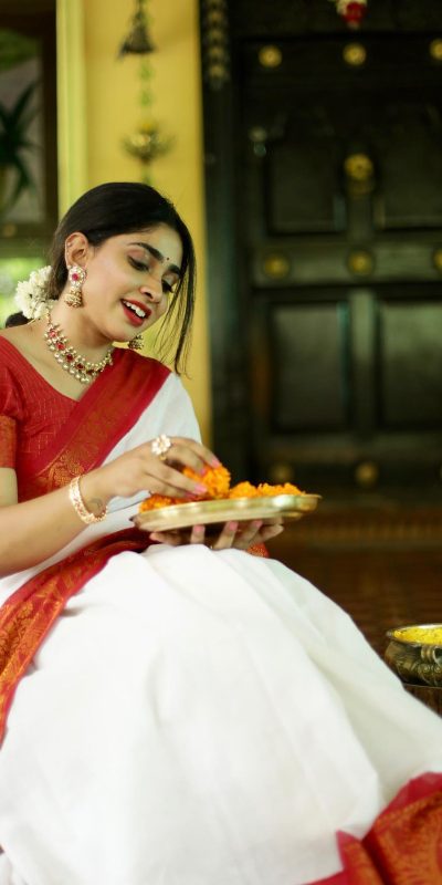 Traditionally White Color Soft Lichi Silk With Ordinary Design Saree