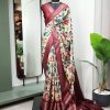 Wanted Maroon Color Dola Silk Printed With Zari Border Partywear Designer Style Saree