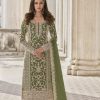 Adorable Green Color Butterfly Net And Embroidery Work Sharara