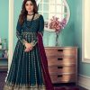 Adorable Stone Green Color Gown Georgette With Embroidery Work