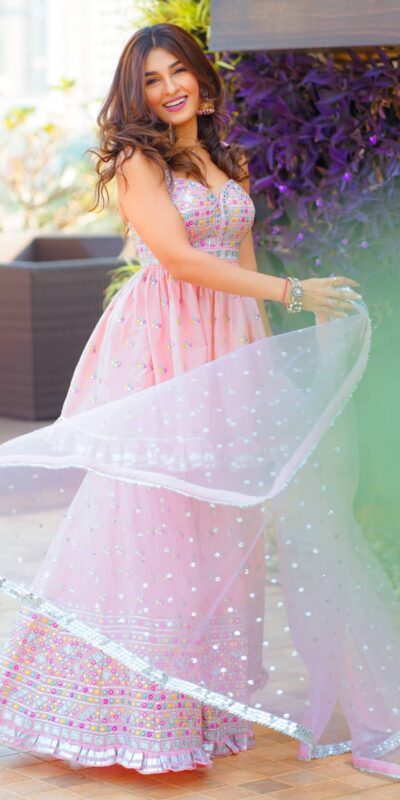 NSR 202 Pink Top : Heavy Faux Georgette Sharara : Heavy Faux Georgette Work : Heavy Embroidery Work Wedding, Party @2099/- | Casual Suits, Creative suits, Designer Suits, Palazzo Suits, Party Wear Suits, Salwar suit, Straight Suits