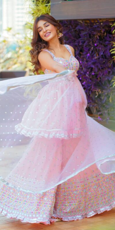 NSR 202 Pink Top : Heavy Faux Georgette Sharara : Heavy Faux Georgette Work : Heavy Embroidery Work Wedding, Party @2099/- | Casual Suits, Creative suits, Designer Suits, Palazzo Suits, Party Wear Suits, Salwar suit, Straight Suits