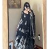 Beauteous Party Wear Look Faux Georgette Black Color Gown