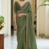 BT 1031 Green Saree : Vichitra Silk Blouse : Banglori Silk Work : Heavy Embroidery Coding With Sequence Work Wedding, Festive, Events @1649/- | Bollywood Sarees, Creative Sarees, Designer Sarees, Embroidered Sarees, Party Wear Sarees, Sarees